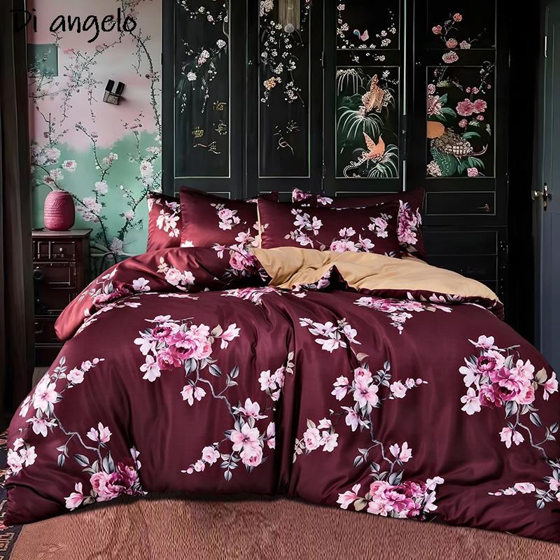 

Black Rose Digital Printing 4PCS Beding Set Bed Linen Soft Duvet Cover Designer Quen King Beding High-End Premium Cover Sets Weding Gift 100*200cm Single