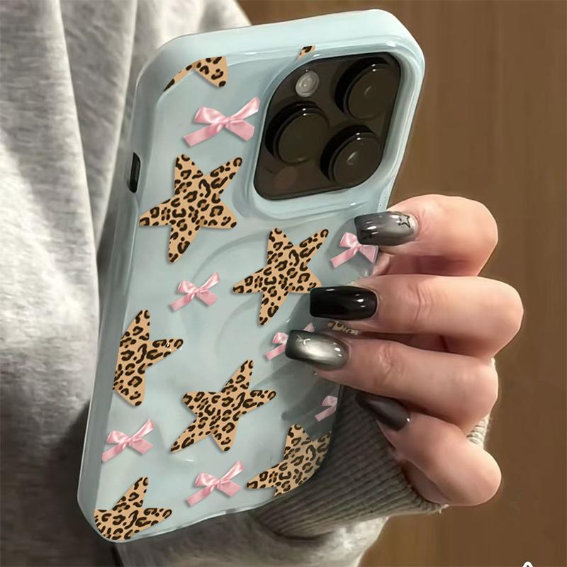 Leopard Print Stars Pattern Folds Texture Phone Case For iPhone 17 Pro Max 16 Plus 15 14 13 12 11 17 Air Shockproof Bumper Cover