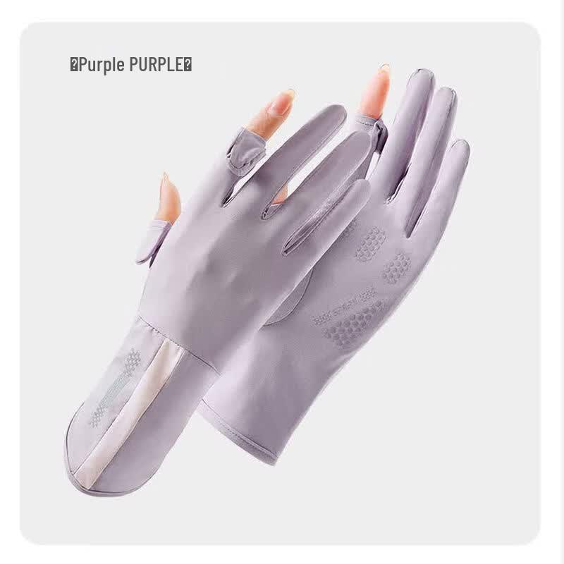 Women s Ice Silk Fingerless Sun Protection Cycling Gloves