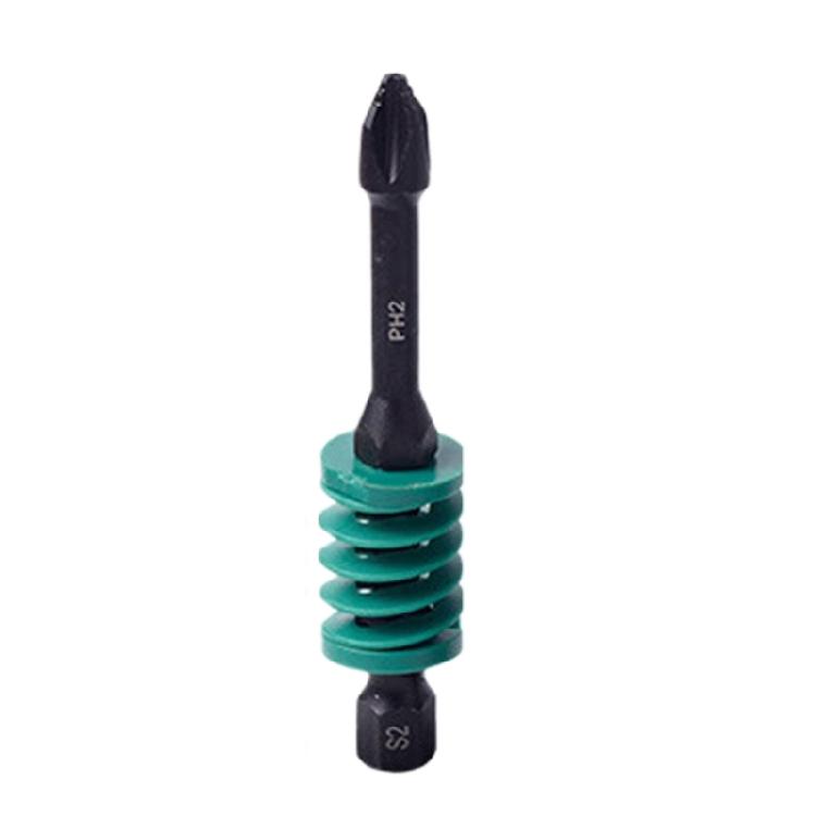 

Antislip Crossed Spring Bit Hex 6.35mm Shank Magnetic Retention Rustproof Construction for Professional Tool зелений