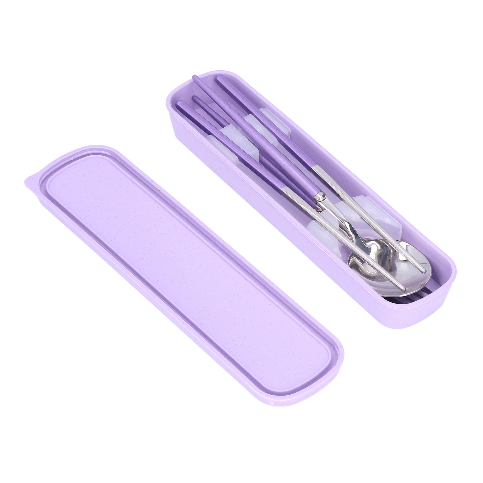 

Portable Utensils Stainless Steel Cutlery Set with Fork Spoon Chopsticks for Workplace Camping School PicnicPurple L