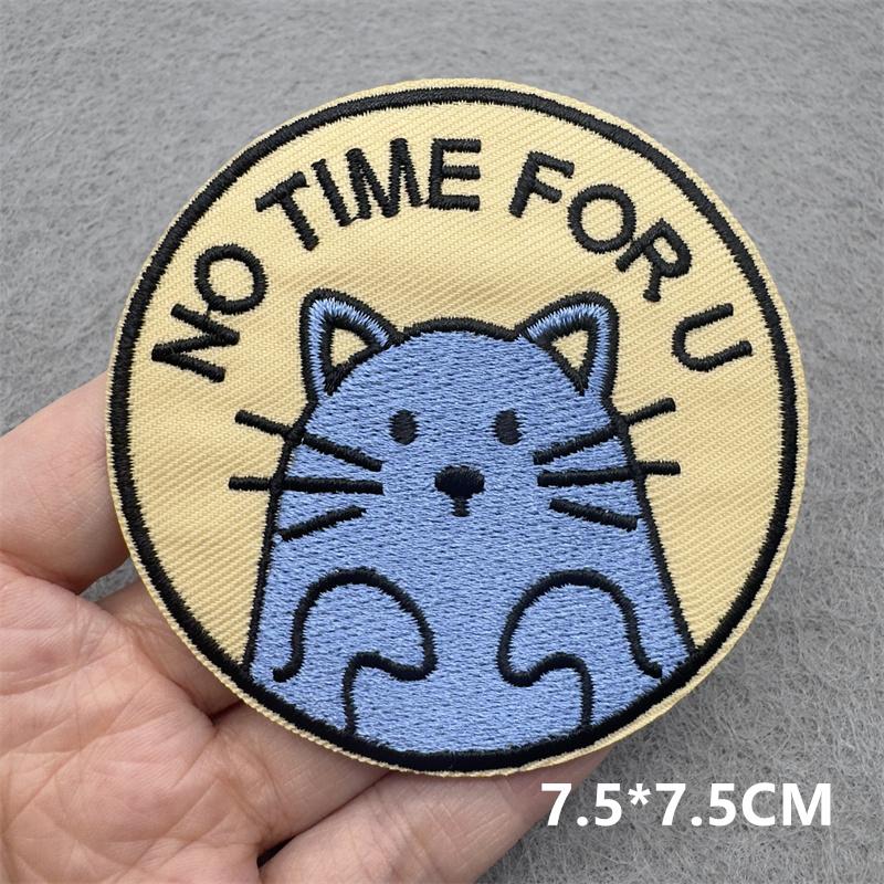 Team Cat Embroidery Patches Appliques For Clothing Diy Sewing Iron On Patches Punk Cartoon Stripes Decoration Accessories