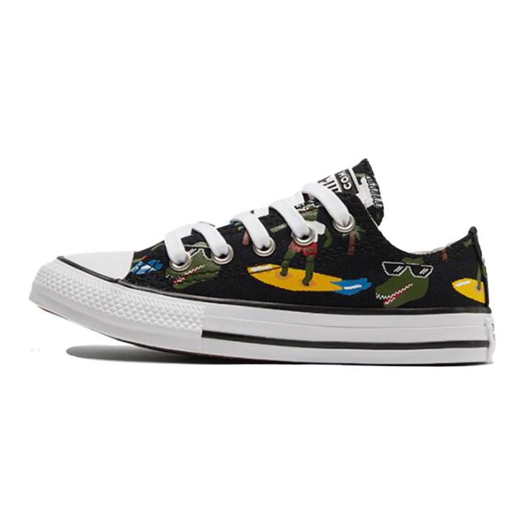 Converse Chuck Taylor All Star Canvas Comfortable Versatile Durable Low Top Kids Canvas Shoes Kids sneaker Black Green Yellow 671293C