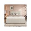 Doppelbett - MUVOE - 140x200 cm - Beige - Stauraumschubladen - Verstellbares Kopfteil