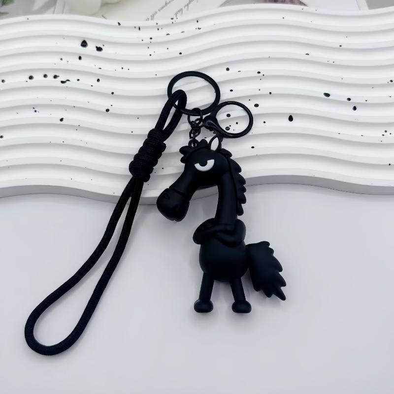 Cartoon Niedliches Beflocktes Pony Schlüsselanhänger Tierkreiszeichen Pferd Anhänger Schlüsselanhänger Rucksack Hängende Dekoration Jahresmaskottchen Geschenke