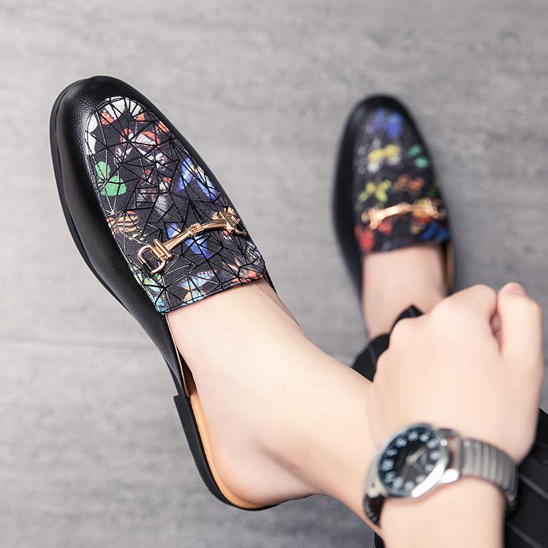 Mules Men Semi-Drag Casual Shoes Backless Dress Shoes Loafers Slippers 2025 Summer Half Shoes for Men Party Flats Male Slides