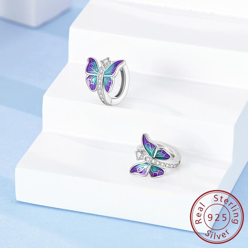 New Hoop Woman Earring Copper Pendientes Butterfly Flower Earring Fine Jewelry