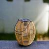 Waterproof Solar  Imitation  Lantern with Handle Weave Wind Lamp Yard Lantern  Outdoor