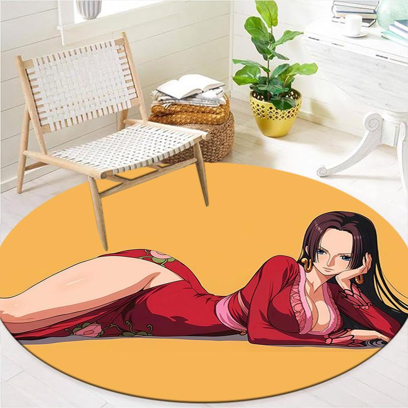 Anime One Piece Round Area Rug Carpet Rug For Living Room Bedroom Sofa Playroom Decor Nonslip Floor Mat