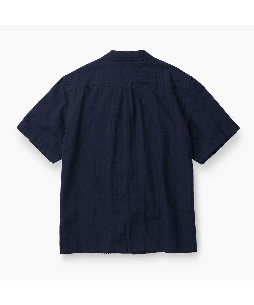 Henlikoteun [Imported Fabric] Open Collar Seersker Shirt (Comfort Fit) Ahsam26601Nyx