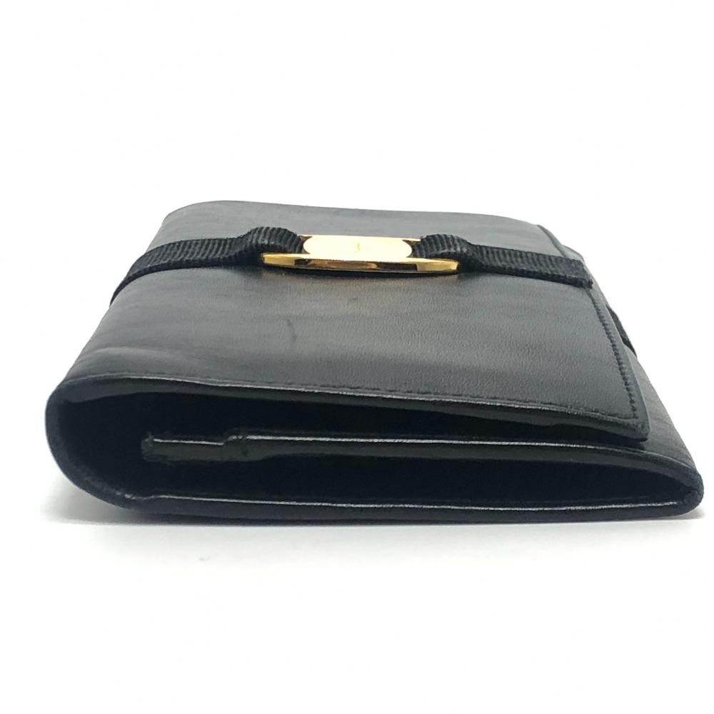 Salvatore Ferragamo Vala Wallet Long Wallet Bifold Long Wallet Leather Black