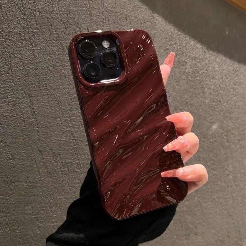 6D Silk Pattern Wavy Phone Case For iPhone Air 17 16 15 14 11 12 13 Pro Max Plus XR E 16E Shockproof Protective Soft Back Cover