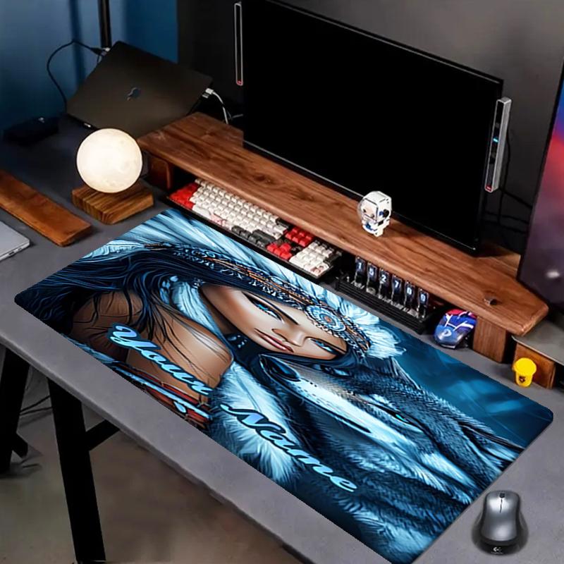 1PC Custom Name Native Spirit Wolf Mouse pad, keyboard and mouse desk pad, for computer notebook Birthday Gift For Any Room Or Office