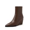 Spitze Zehen Damen Knöchelhohe Stiefel Mode Elegant Echte Leder Schuhe 7CM Dicker Absatz Damen Moderne Kurze Stiefeletten Keilabsatz Schuhe
