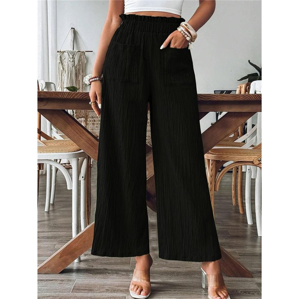 Solid Color Casual Straight Leg Pants
