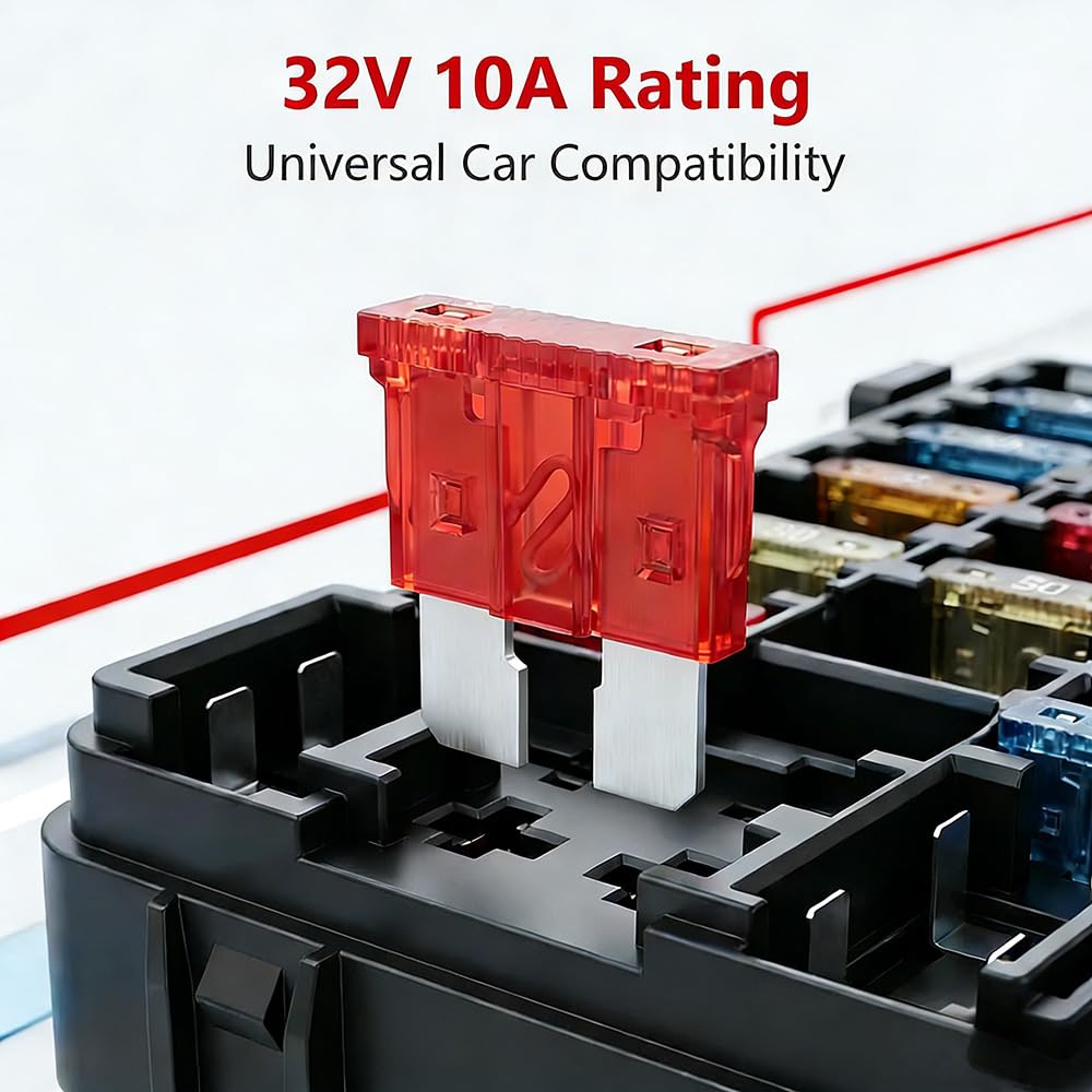 (80Pcs) 10 Amp Standard Fuse, 10A Car Blade Fuses for Car/RV/Truck/SUV/Motorcycle/Boat