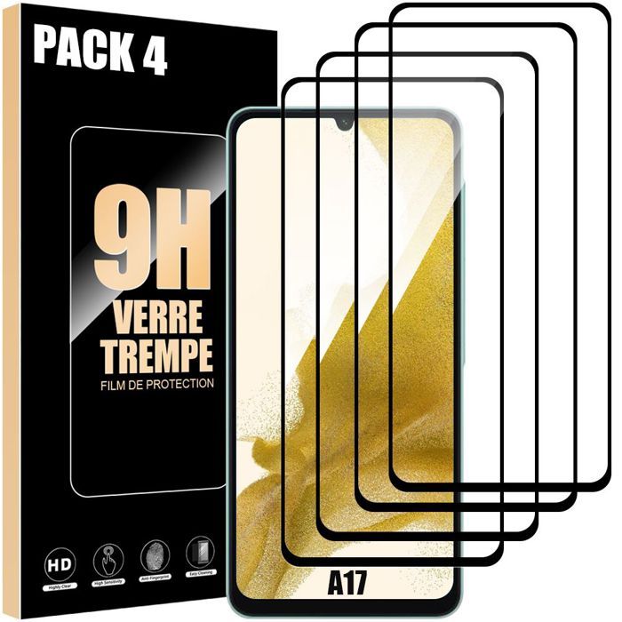 Verre Trempé - BOOLING - Compatible Samsung Galaxy A17 - Lot de 4 - Antichoc - Anti-Rayures 9H