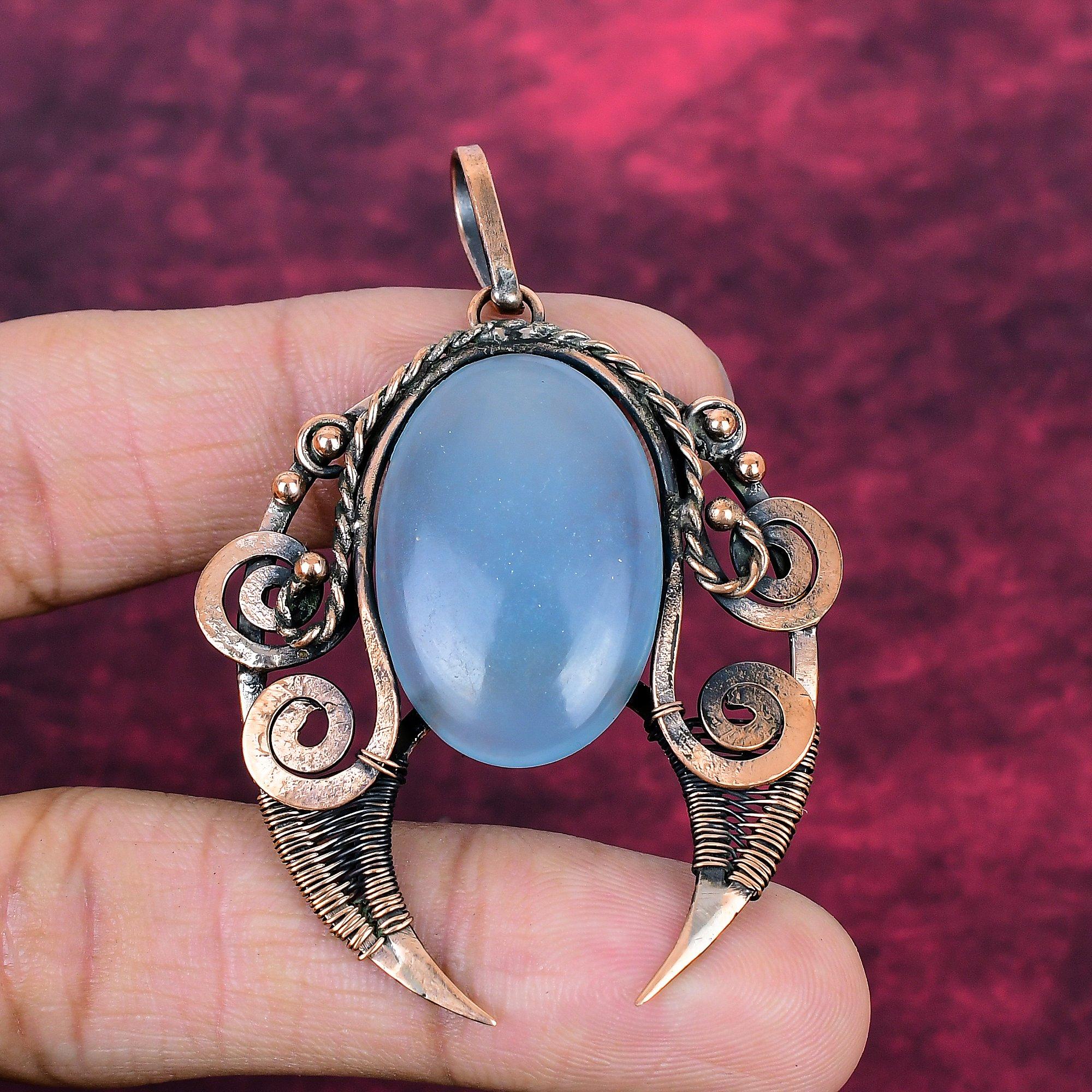 Aquamarine Pendant Copper Wire Wrapped Pendant Gifts For him Gemstone Jewelry