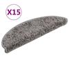 VidaXL Tapis d'escalier 15 pièces 56 x 17 x 3 cm Gris Demi-rond 133892