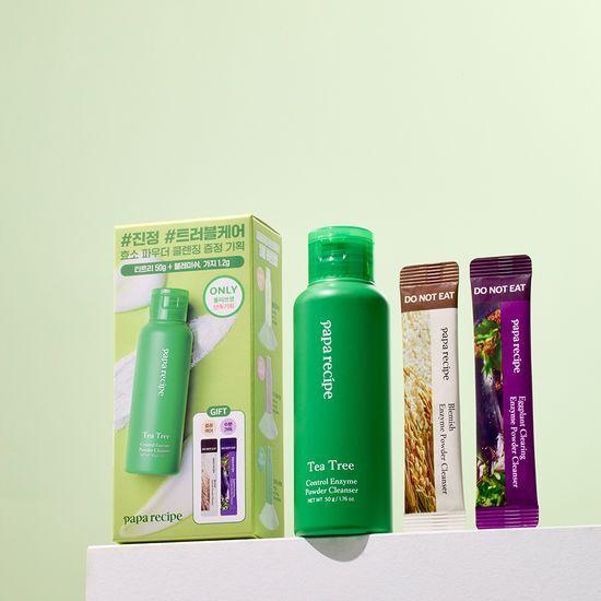PAPARECIPE Enzyme Powder Cleanser 50g Special 3-pack - Choose 1: Blemish (brightening), Eggplant (moisturizing), Tea Tree (soothing)
