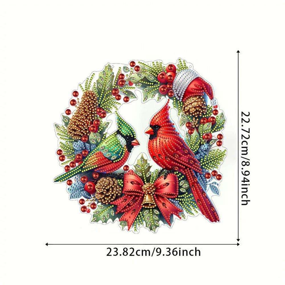 Acrylic Special Shape Xmas Wreath Diamond Painting Hanging Pendant 5D DIY Diamond Painting Dots Pendant Diamond Painting Decor