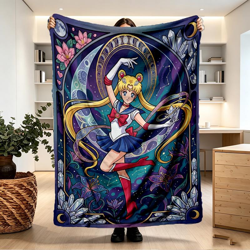Sailor Moon Print Blanket - Soft & Comfortable, for Bedroom, Travel, Sofa, Home Decoration - Birthday Christmas Gift for Friend