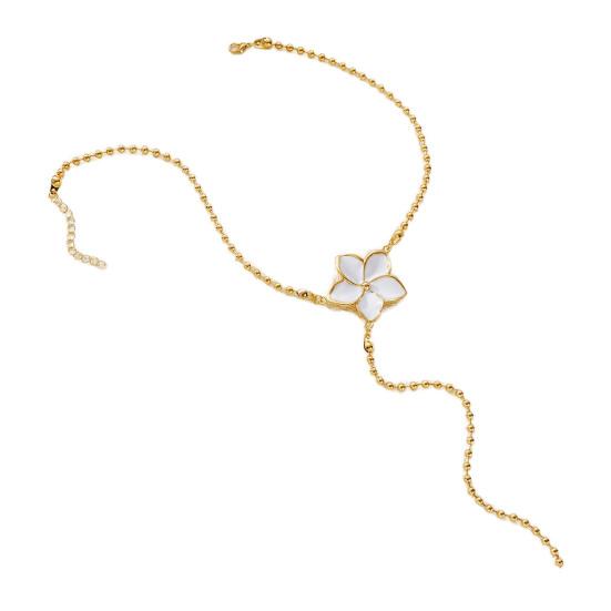Цветок Капля Y-образное ожерелье Женское Цветочное Ожерелье-чокер Цепочка Регулируемое Изящное Длинное Ожерелье Подарок на Свадьбу День Рождения Юбилей золотистый