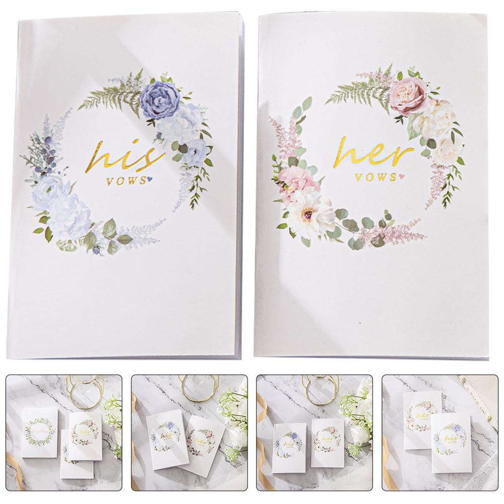  2 Pcs Wedding Vows Book Notebooks His Her Magazine Paper Booklet Lovers and Booklets
