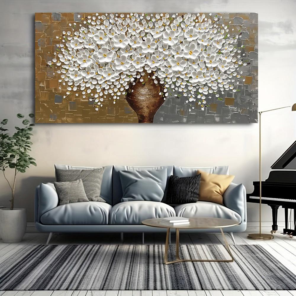 Nordic Luxury Floral Tree Posters and Prints Wall Picture Modern Abstract White Flower Picture Canvas Painting for Gallery Home Decor