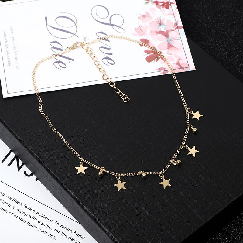 Pentagram pendant necklace female, simple fashion pendant neck chain