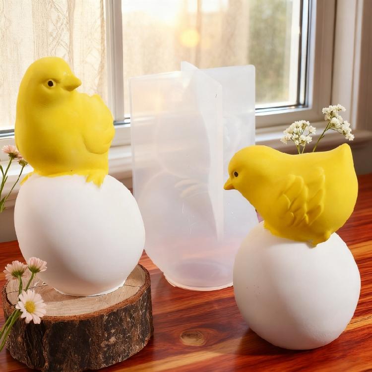 Easter Themed Silicone Candle Mold Chick on Eggs Silicone Molds for Epoxy Resin Making Candle Soap Chocolate Cake Baking