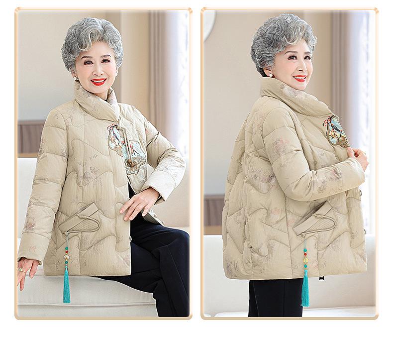 2025 New Chinese Style Winter Down Jacket for Women: Fashionable and Thick Coat for Middle-Aged and Elderly Ladies
