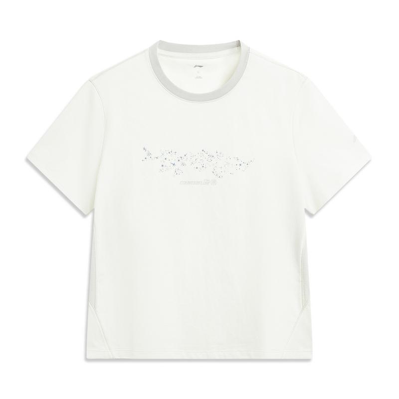Li-Ning Outdoor CF Quick-Dry Cool Sun Protection Round Neck Short Sleeve T-Shirt Women tops Off-White ATSW530-1 XS