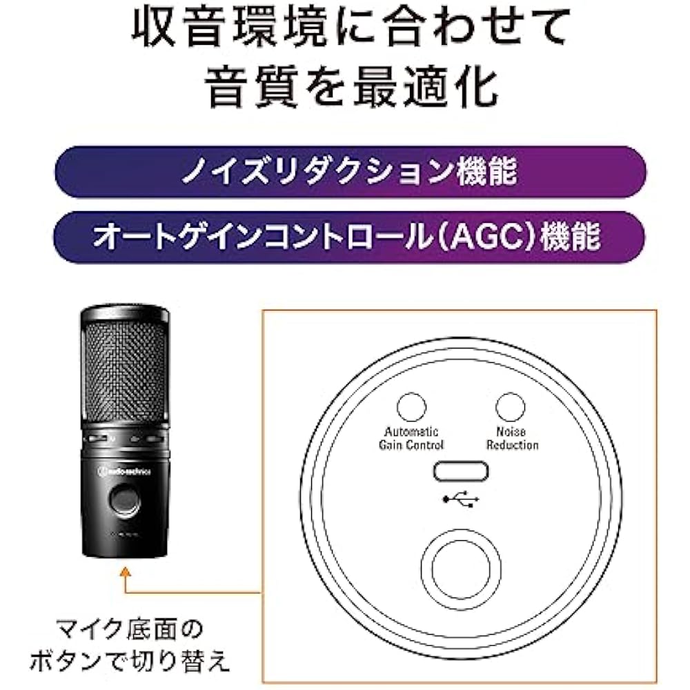 Audio-Technica AT2020USB-XP Condenser Microphone Noise Reduction USB Microphone with Auto Gain Co...