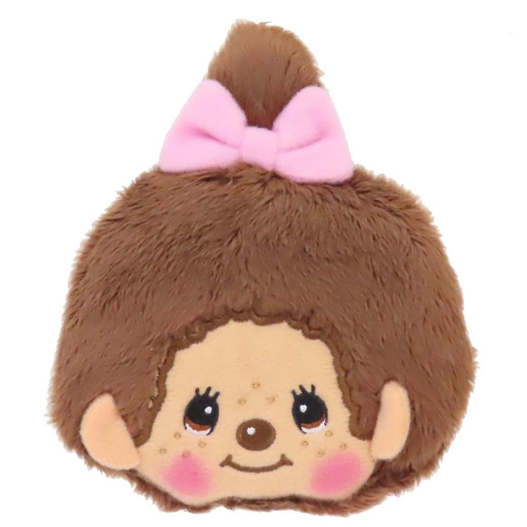 Monchhichi Character Coin Purse Pouch Monchhichi-chan Face by Unic, Plush Polyester, Kiss-lock, for Coins and Small Items