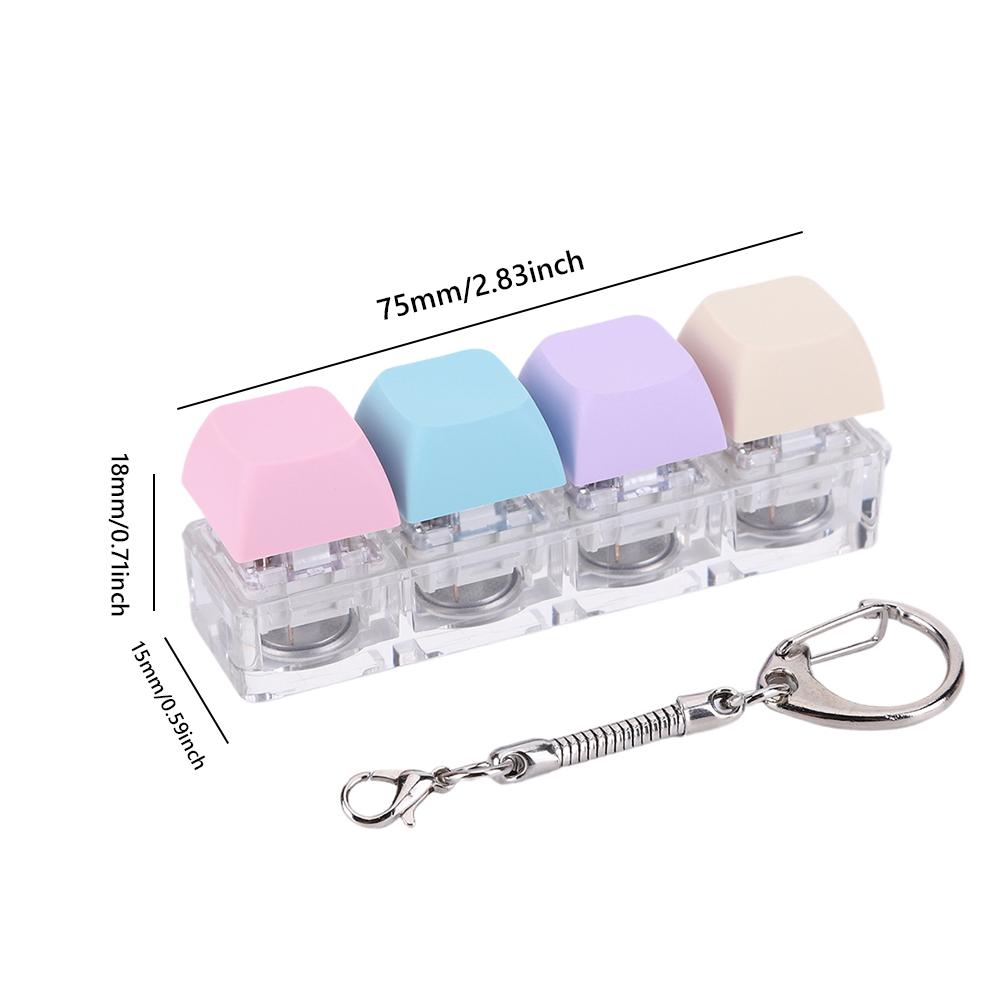 4 Keys Keyboard Fidget Toy Keychain Decompression Toys with LED Light Keyboard Clicker Toy DIY Button Stress Relief for Adult