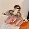 2025 New Year Red Plush Pearl Claw Clip - Stylish Women's Shark Hairpin Accessory for Buns and Hair Styling