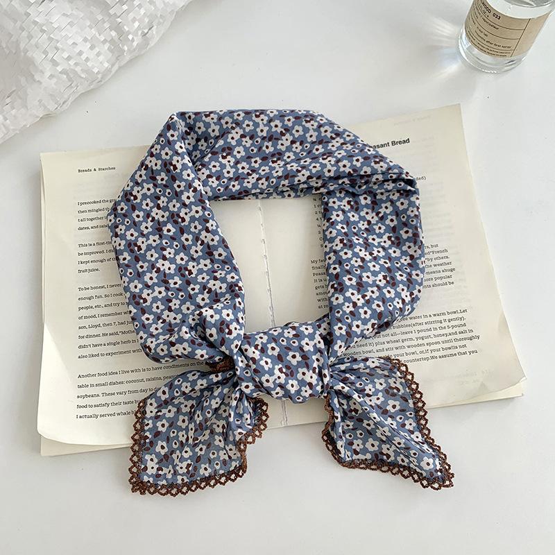 Women's silk scarves, square scarves, high-end retro flower scarves, headbands, decorative headscarves, summer women's pastoral hair accessories