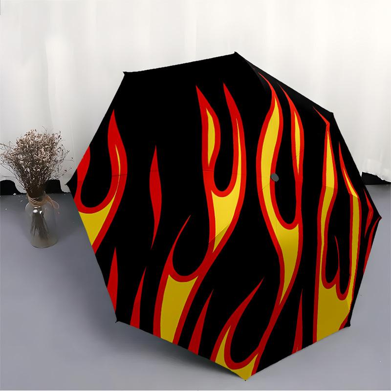 1pc Flame Design Automatic Open/Close Umbrella, Portable Folding Umbrella for Travel,suitable As a Gift for Various Festivals