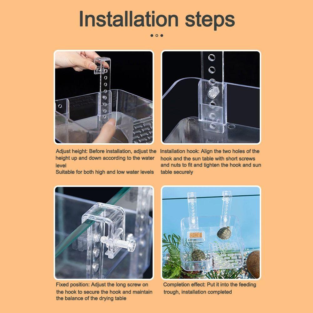 Transparent Acrylic Turtle Sunbathing Platform with Basking Area Suction Cup Turtle Drying Platform Floating Dock