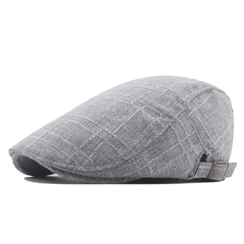 2020 cotton linen beret for men, vintage duckbill cap, artsy young adult forward cap, middle-aged and elderly hat