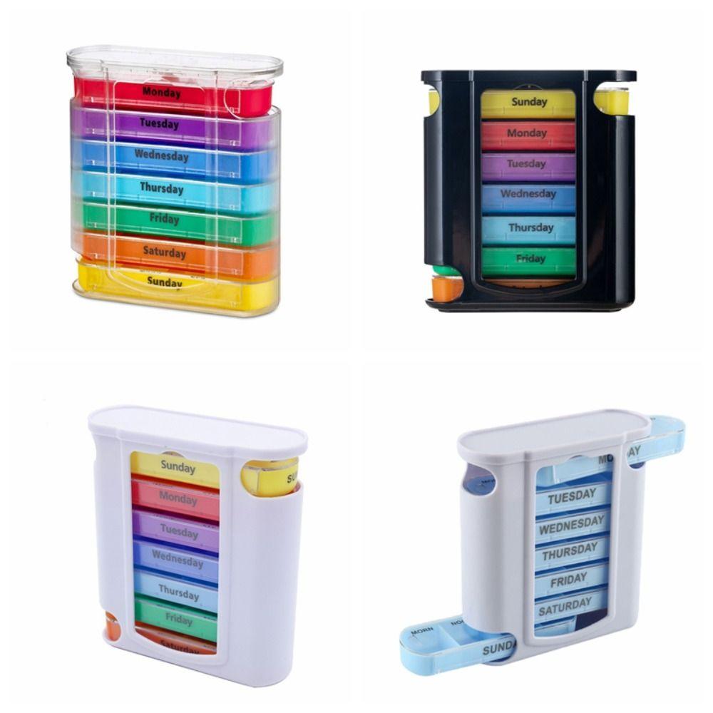 Medizinbox mit 4 Fächern Wöchentlicher Pillenorganisator Tragbare Pillendose 7 Tage