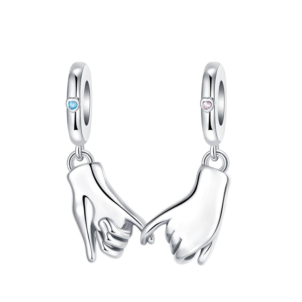 Boy Girl Pendant Heart-Shaped Flower Zircon Beads Jewelry Beads For Original Bracelet Plata De Ley Boutique Charms Gift