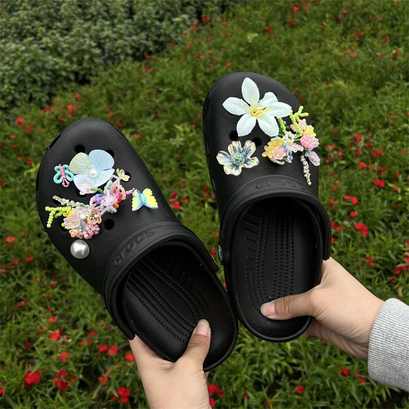 

2025 Новый стиль, Сделай сам пряжка для обуви для обуви типа кроксы, Красочная бабочка, Цепочка из бусин в виде морских водорослей, Цветок для обуви, Декоративная пряжка, Съемная, Аксессуары для обуви