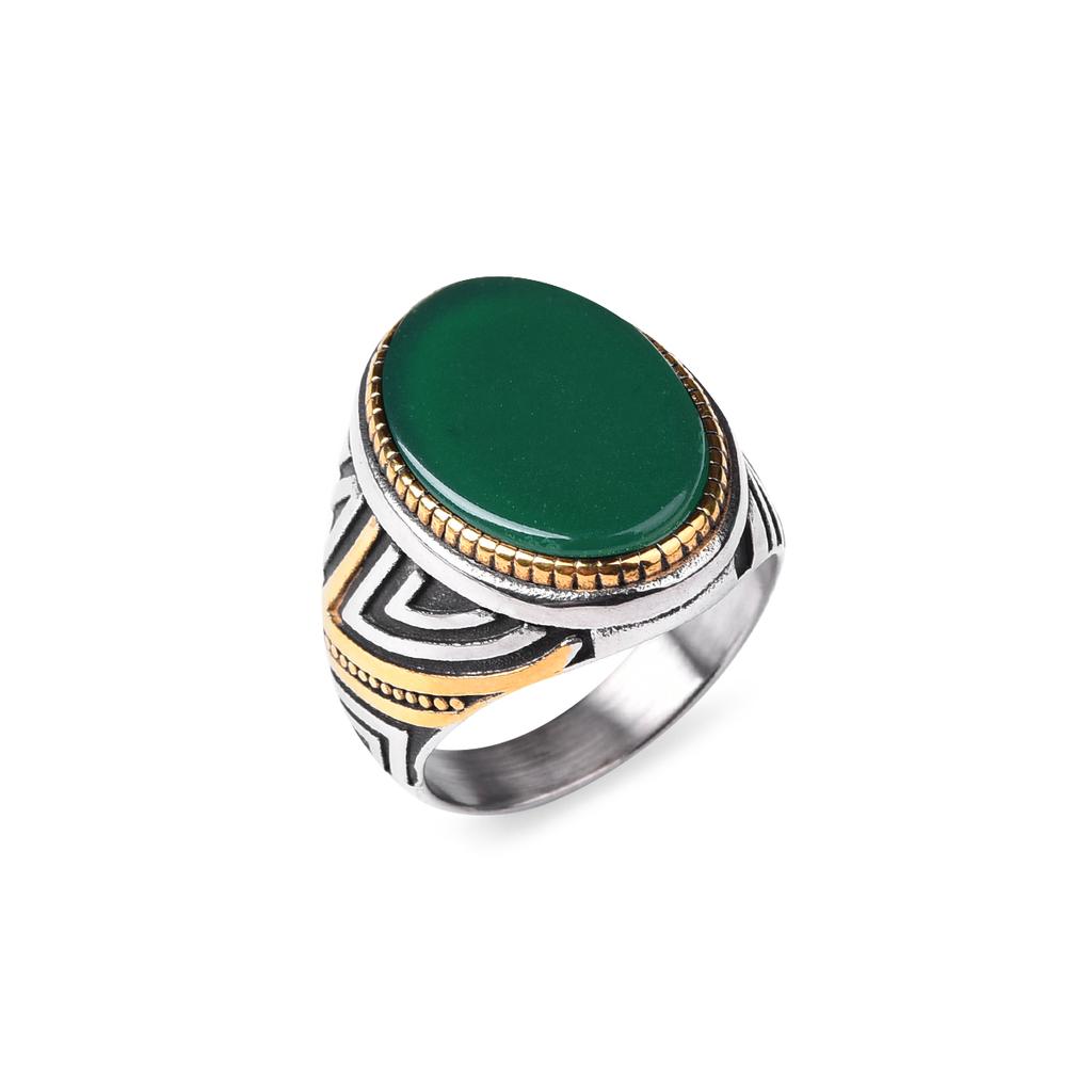 Men's/Women High Quality 316LStainless Steel Onyx Gilded Rings Classic Fashion Trend Jewelry