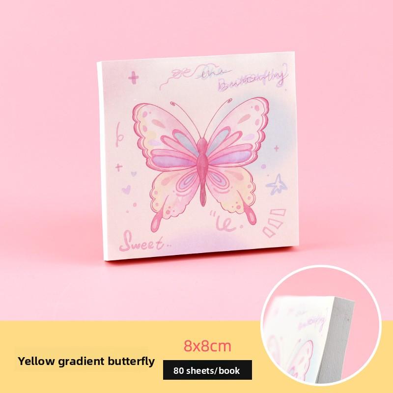 80sheet/pack Gradual Change Butterfly Sticky Note Book Korean Simple Note Book Sticker Base Material Office Accessories
