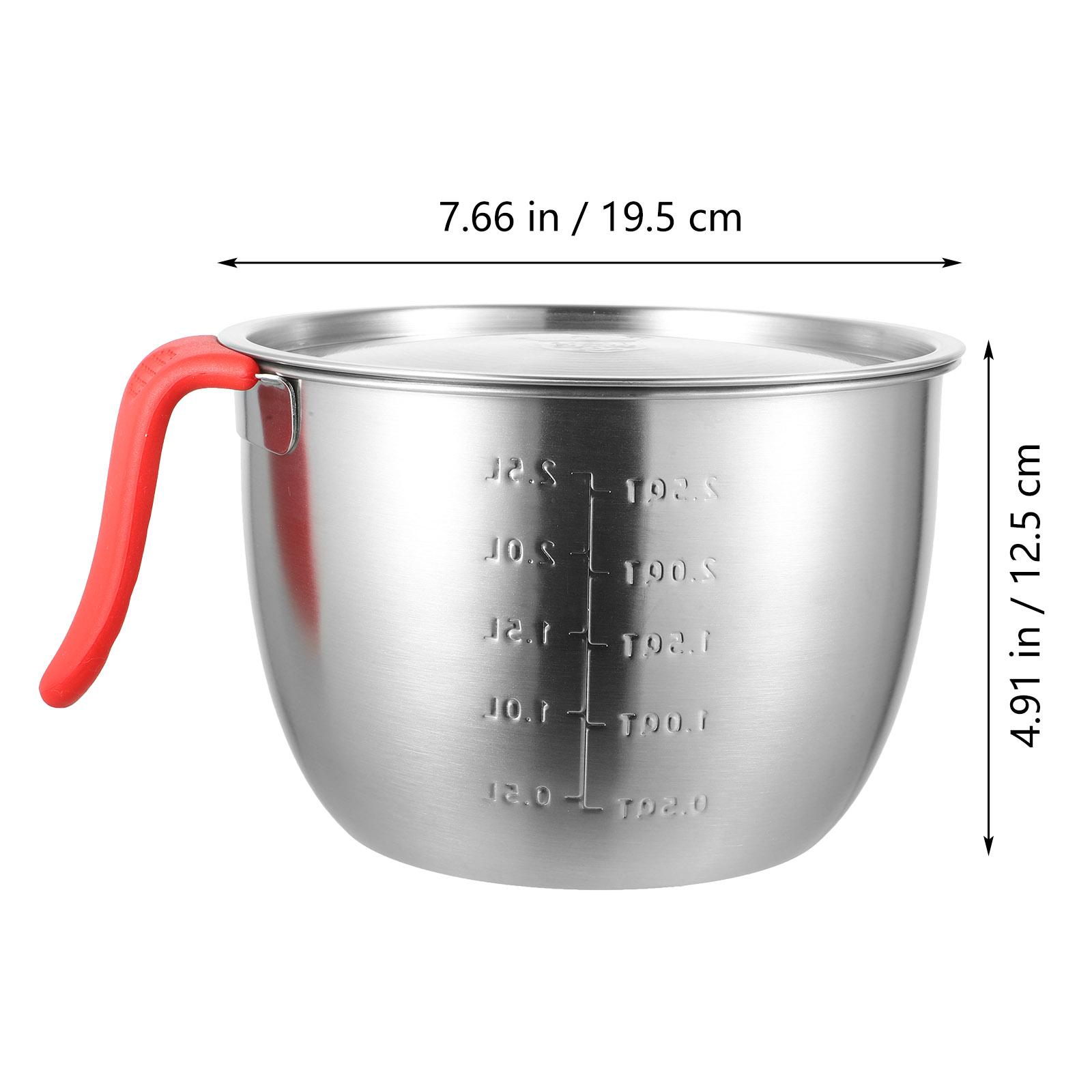 1Set Stainless Steel Salad Bowl Heavy Duty Mixing Container with Lid Handle for Whisking Eggs Marinating Meat Mixing Ingredients