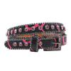 High-end Women's Patterned 2.3 Leather Belt with Pin Buckle and Rhinestones – European & American Punk Style.
