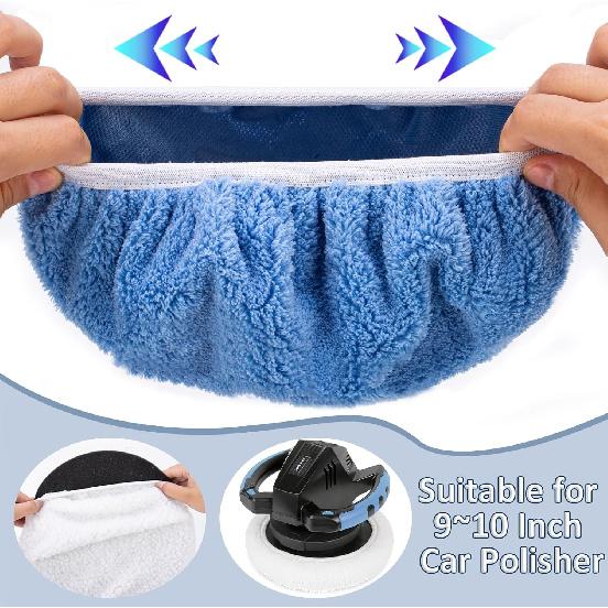 THINKWORK 10 Pcs Car Polishing Pad - 10 Inch Buffing Pad, Microfiber Wax Applicator Pad, Wool, Coral Fleece