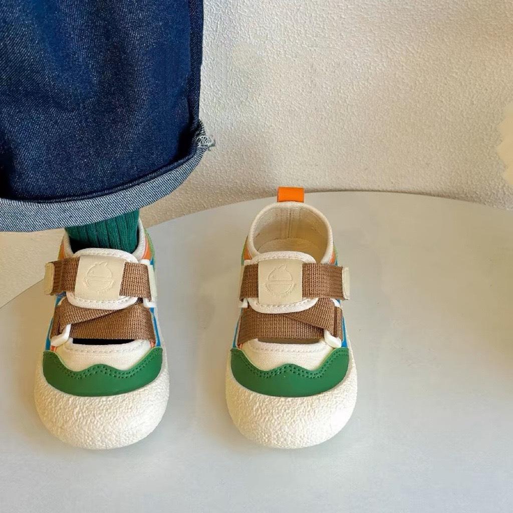 

Children s sports sandals 2025 spring and summer new boys and girls outdoor hiking shoes contrasting color canvas shoes big head ugly cute shoes 32 бежевый